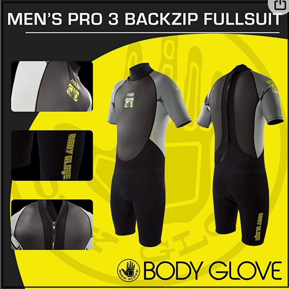 pro 3 body glove surfer multi-purpose spring shorty wetsuit blue gray black - Picture 16 of 16
